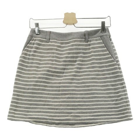 BEAMS GOLF ビームスゴルフ ニットスカート ボーダー柄 グレー系 M 【中古】ゴルフウェア レディース