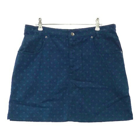 CLUNK クランク ストレッチスカート 総柄 ネイビー系 O 【中古】ゴルフウェア レディース