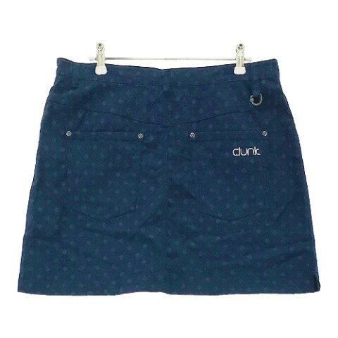 CLUNK クランク ストレッチスカート 総柄 ネイビー系 O 【中古】ゴルフウェア レディース