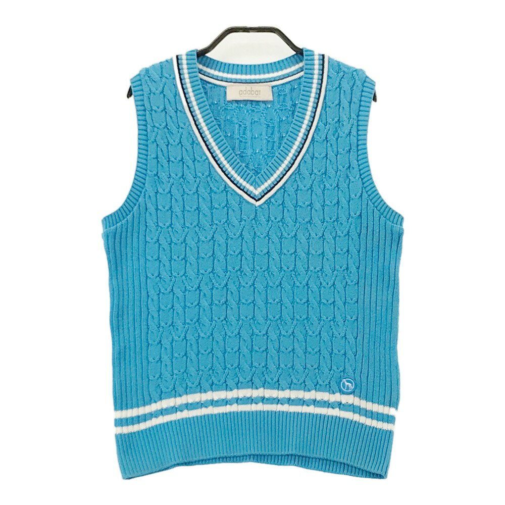 ADABAT アダバット Vネック ニットベスト ブルー系 38 【中古】ゴルフウェア レディース