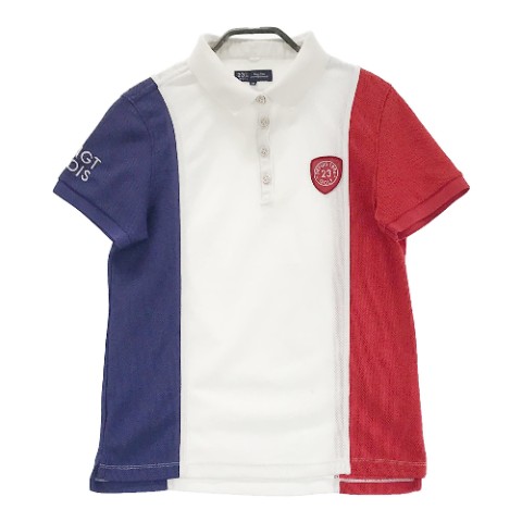23区GOLF ニジュウサンクゴルフ 半袖ポロシャツ トリコロール ホワイト系 3 【中古】ゴルフウェア レデ..