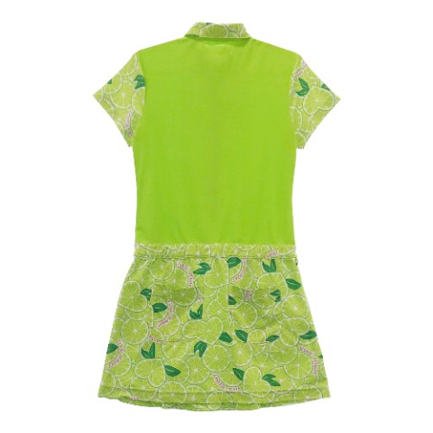 VIVA HEART ビバハート 半袖ポロ ワンピース レモン 総柄 グリーン系 40 【中古】ゴルフウェア レディース