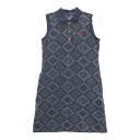 ROSASEN ロサーセン ノースリーブ ワンピース 総柄 ネイビー系 M 【中古】ゴルフウェア レディース