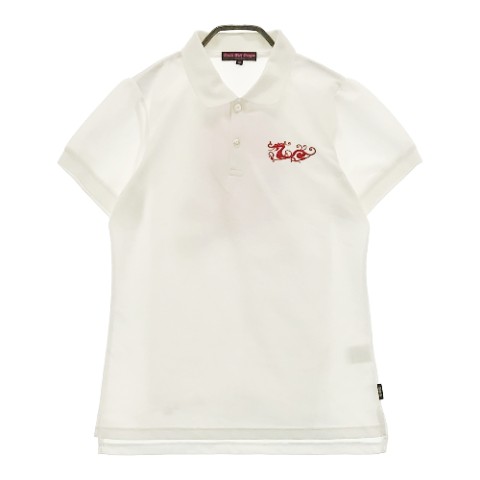 DANCE WITH DRAGON ダンスウィズドラゴン 半袖 ポロシャツ スカル柄 ホワイト系 3 【中古】ゴルフウェア レディース