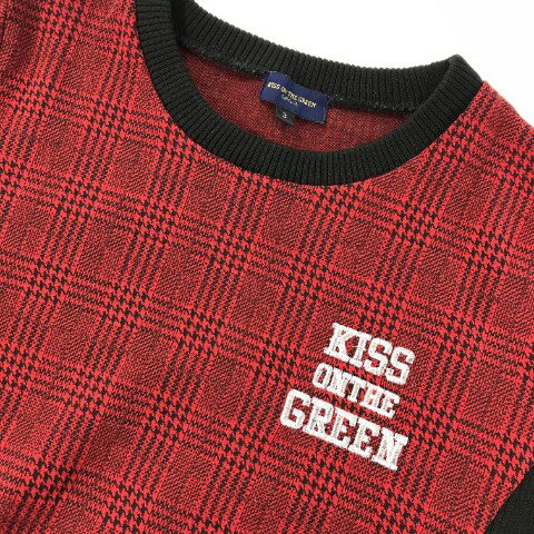 KISS ON THE GREEN キスオンザグリーン 長袖ワンピース チェック柄 レッド系 3 【中古】ゴルフウェア レディース 3