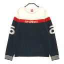 ARCHIVIO アルチビオ ウール混 長袖 ニットセーター ボーダー柄 ブラック系 38 【中古】ゴルフウェア レディース