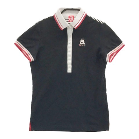 ARCHIVIO アルチビオ 半袖ポロシャツ ワッペン ブラック系 36 【中古】ゴルフウェア レディース