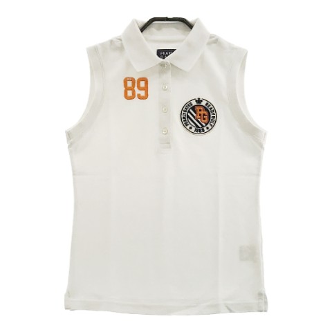 PEARLY GATES パーリーゲイツ ノースリーブポロシャツ ワッペン ホワイト系 0 【中古】ゴルフウェア レディース