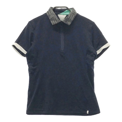 TAYLOR MADE テーラーメイド ハーフジップ 半袖　ポロシャツ ネイビー系 M 【中古】ゴルフウェア レディース