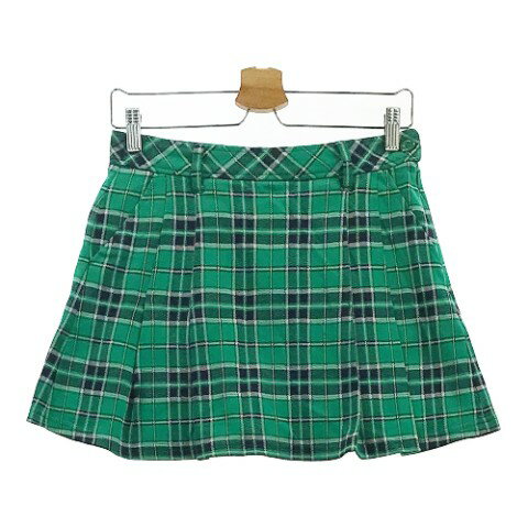 LE COQ GOLF ルコックゴルフ 裏地付スカート チェック柄 グリーン系 9 【中古】ゴルフウェア レディース