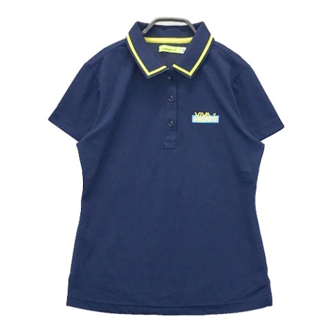 VIVA HEART ビバハート 半袖ポロシャツ ネイビー系 40 【中古】ゴルフウェア レディース