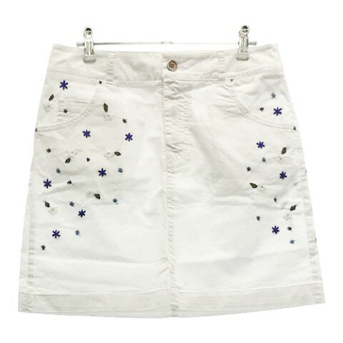 ZOY ゾーイ ストレッチスカート 刺繍 ホワイト系 38 【中古】ゴルフウェア レディース