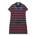 MUNSINGWEAR マンシングウェア 半袖ワンピース ボーダー柄 ネイビー系 L 【中古】ゴルフウェア レディース その1