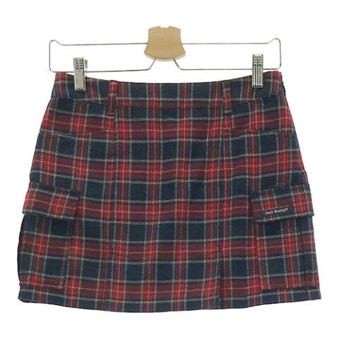 JACK BUNNY ジャックバニー スカート チェック柄 レッド系 0 【中古】ゴルフウェア レディース