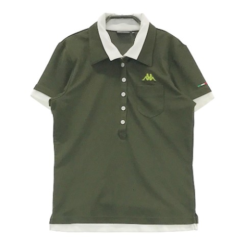 KAPPA GOLF(AW) カッパゴルフ 半袖ポロシャツ レイヤード風 カーキ系 M 【中古】ゴルフウェア レディース