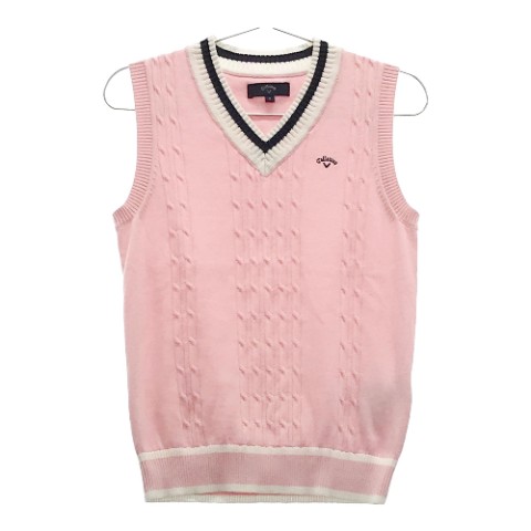 CALLAWAY キャロウェイ Vネック ニットベスト ピンク系 S 【中古】ゴルフウェア レディース