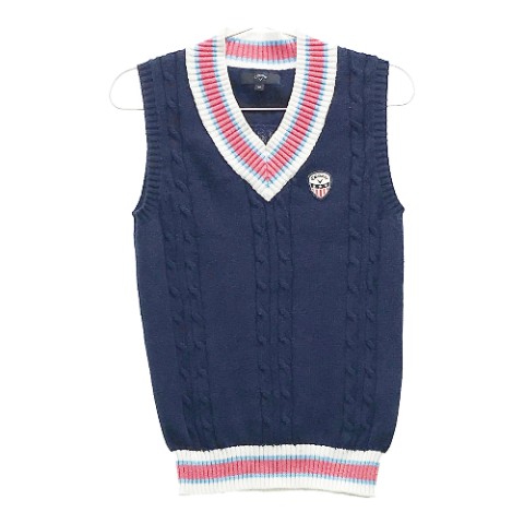 CALLAWAY キャロウェイ Vネック ニットベスト ネイビー系 M 【中古】ゴルフウェア レディース