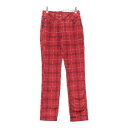 FILA GOLF フィラゴルフ 裏起毛パンツ チェック柄 レッド系 S 【中古】ゴルフウェア レディース