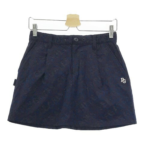 PEARLY GATES パーリーゲイツ ストレッチスカート ロゴ 総柄 ネイビー系 0 【中古】ゴルフウェア レデ..