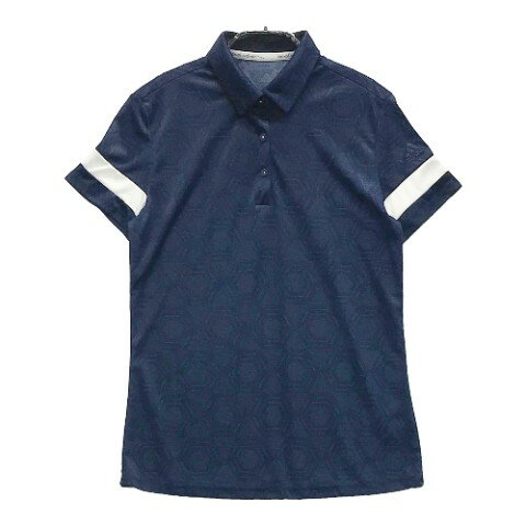 ADIDAS GOLF アディダスゴルフ 半袖ポロシャツ 総柄 ネイビー系 L 【中古】ゴルフウェア レディース