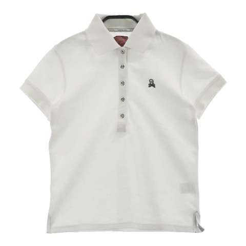 MARK&LONA マークアンドロナ 半袖ポロシャツ スカルワッペン ホワイト系 S ゴルフウェア レディース
