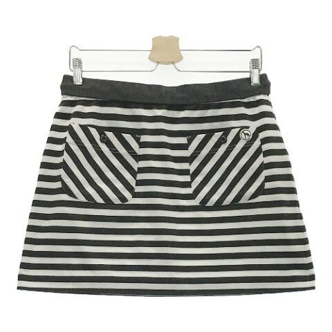 ADABAT アダバット スカート ボーダー柄 グレー系 40 【中古】ゴルフウェア レディース