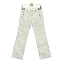 KAPPA GOLF カッパゴルフ ストレッチパンツ チェック柄 ホワイト系 9 【中古】ゴルフウェア レディース