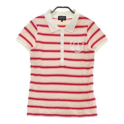 PEARLY GATES パーリーゲイツ 半袖ポロシャツ ボーダー柄 ピンク系 0 【中古】ゴルフウェア レディース