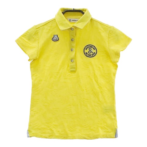 AND PER SE アンパスィ 半袖ポロシャツ 総柄 イエロー系 S 【中古】ゴルフウェア レディース