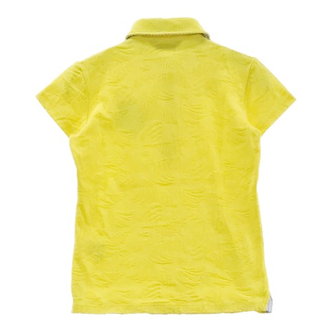 AND PER SE アンパスィ 半袖ポロシャツ 総柄 イエロー系 S 【中古】ゴルフウェア レディース