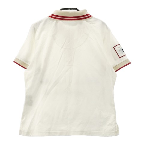 MU SPORTS エムユースポーツ ハーフジップ 半袖ポロシャツ ワッペン ホワイト系 40 【中古】ゴルフウェア レディース