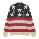 CUARTO UNITED クアルトユナイテッド ハイネックニットセーター 星条旗柄 ブラック系 S 【中古】ゴルフウェア レディース