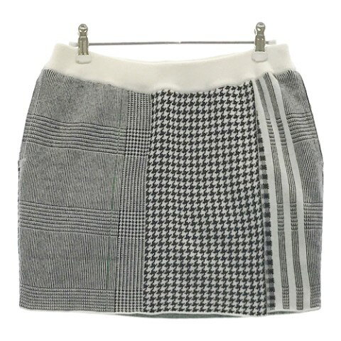 ADIDAS GOLF アディダスゴルフ 2022年モデル ウール混 ニットスカート グレンチェック柄 ブラック系 M 【中古】ゴルフウェア レディース