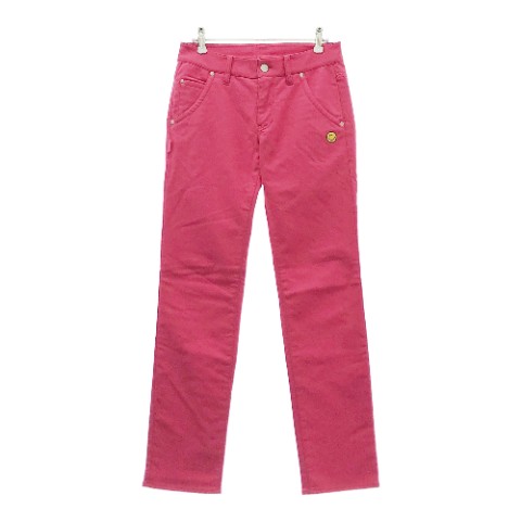 PEARLY GATES パーリーゲイツ 裏起毛 ストレッチパンツ ニコちゃん ピンク系 0 【中古】ゴルフウェア ..