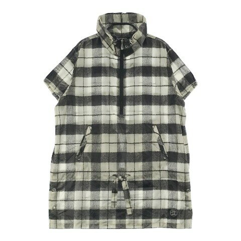 MUNSINGWEAR マンシングウェア 薄手 ハーフジップ 半袖ブルゾン チェック柄 ベージュ系 L 【中古】ゴルフウェア レディース