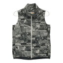 MUNSINGWEAR マンシングウェア 2023年モデル 裏メッシュ ジップベスト コミック 総柄 グレー系 S 【中古】ゴルフウェア レディース