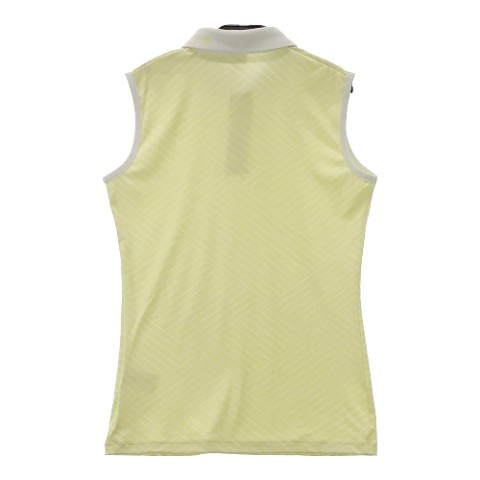 DESCENTE GOLF デサントゴルフ 2022年モデル ノースリーブポロシャツ 総柄 イエロー系 L 【中古】ゴルフウェア レディース