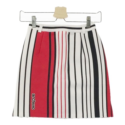 ARCHIVIO アルチビオ ストレッチスカート ストライプ柄 ホワイト系 36 【中古】ゴルフウェア レディース