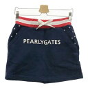 PEARLY GATES パーリーゲイツ 裏起毛 スウェットスカート ネイビー系 0 【中古】ゴルフウェア レディース