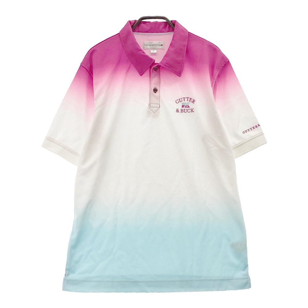 CUTTER&BUCK カッターアンドバック 半袖ポロシャツ グラデーション ピンク系 M 【中古】ゴルフウェア メンズ