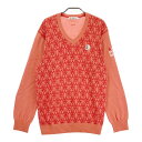 AND PER SE アンパスィ 長袖ニットセーター 柄切替 オレンジ系 L 【中古】ゴルフウェア メンズ