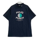 PING ピン 2023年モデル ハイネック 半袖Tシャツ ネイビー系 L 【中古】ゴルフウェア メンズ