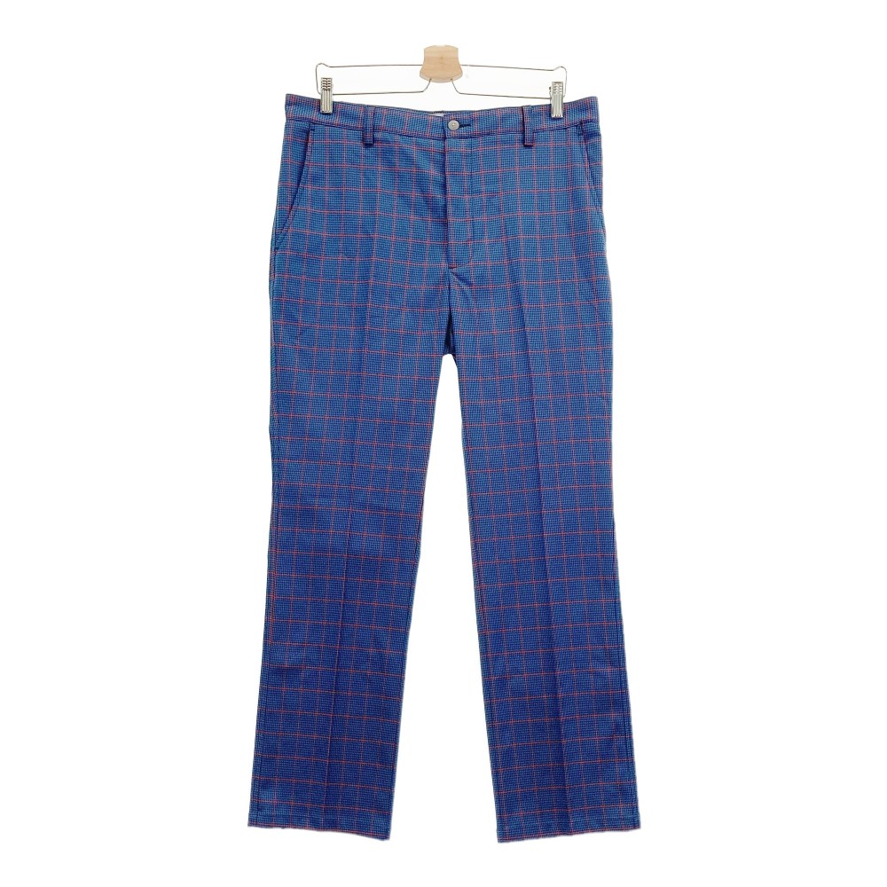 FOOT JOY フットジョイ ストレッチパンツ 千鳥 チェック柄 ブルー系 W36 【中古】ゴルフウェア メンズ