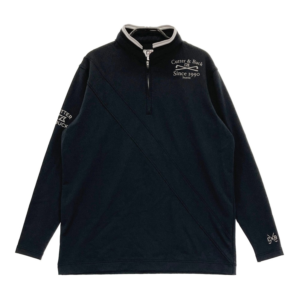 CUTTER BUCK カッターアンドバック 長袖ハーフジップTシャツ ブラック系 M 【中古】ゴルフウェア メンズ