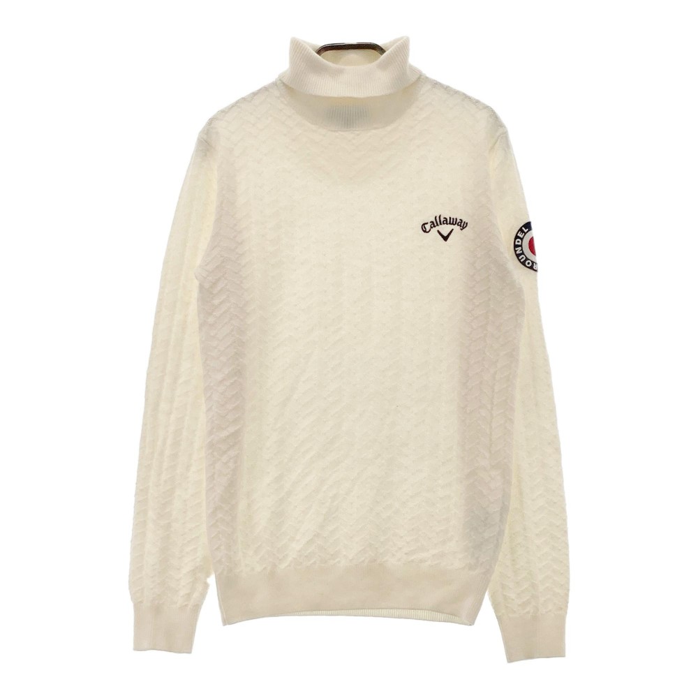CALLAWAY キャロウェイ タートルネック 長袖ニット セーター ホワイト系 L 【中古】ゴルフウェア メンズ