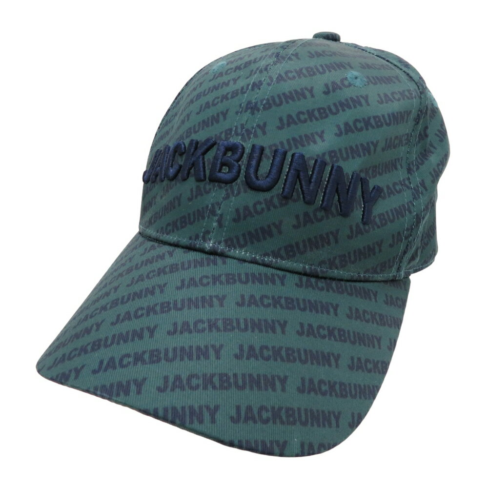 JACK BUNNY ジャックバニー キャップ ロゴ 総柄 グリーン系 FR 【中古】ゴルフウェア