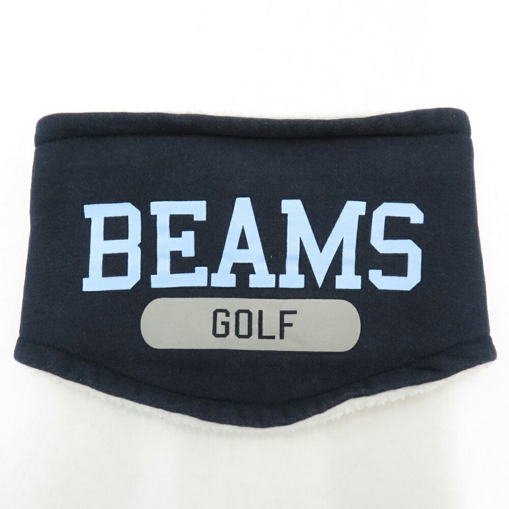 BEAMS GOLF ビームスゴルフ ボア ネックウォーマー ロゴ プリント ネイビー系 【中古】ゴルフウェア