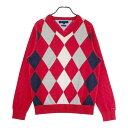 TOMMY HILFIGER GOLF トミー ヒルフィガーゴルフ 長袖ニットセーター ダイヤ 総柄 レッド系 M 【中古】ゴルフウェア メンズ