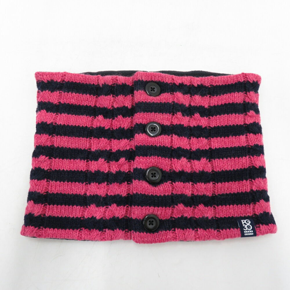 PEARLY GATES パーリーゲイツ 30周年 ウール混 ニット ネックウォーマー ボーダー柄 ピンク系 FR 【中古】ゴルフウェア