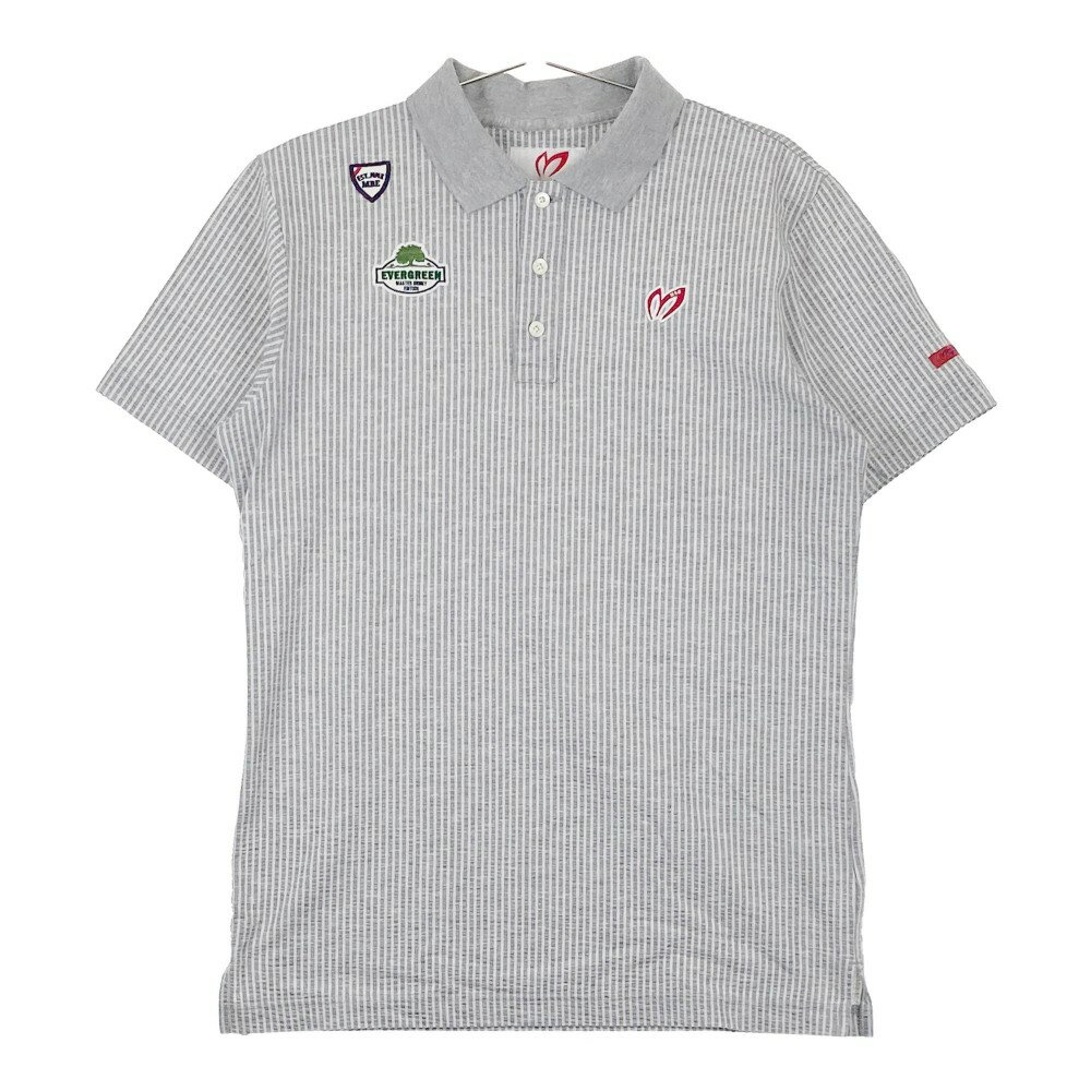 MASTER BUNNY EDITION マスターバニーエディション 半袖ポロシャツ シアサッカー ストライプ柄 グレー系 4 【中古】ゴルフウェア メンズ